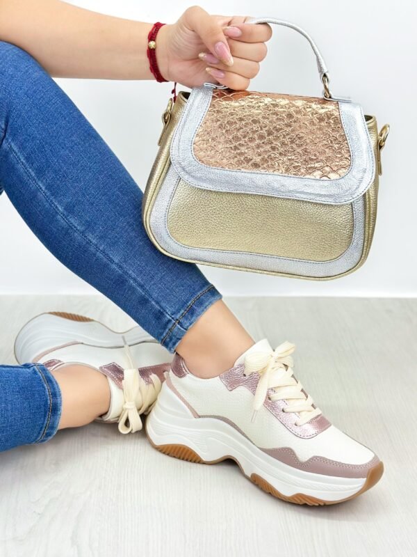 Tenis Vibra Talco Oro Rosa Taupe - Imagen 2