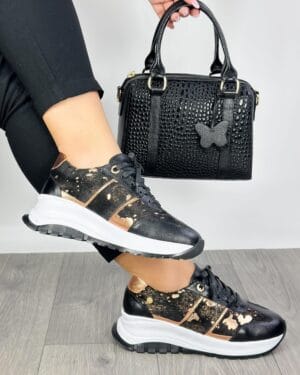 Grit Negro Print Oro Rosa