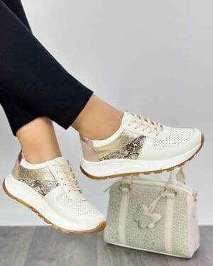 Tenis Aurora Talco x Dorado con Pitón