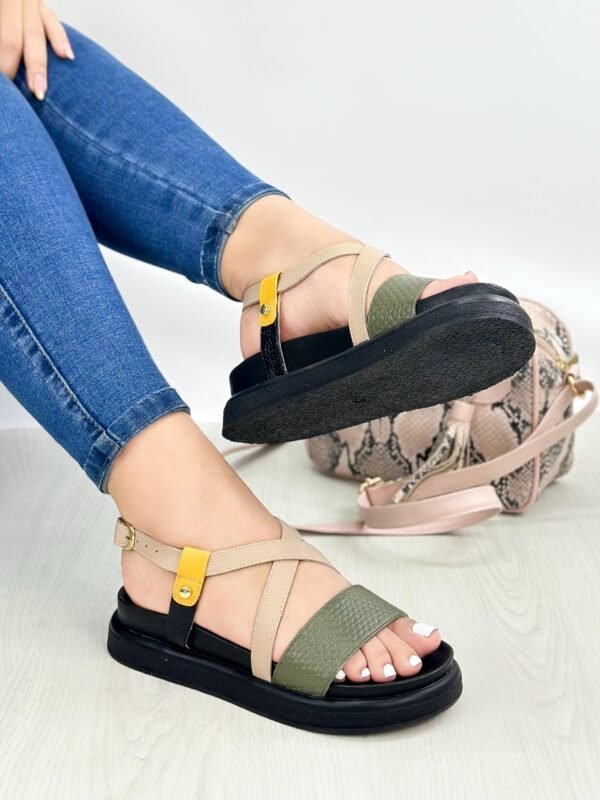 Canoa Perla Verde Taupe x Mostaza - Imagen 2