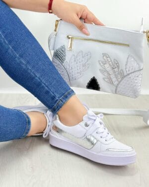 Tenis Florar Blanco x Plata