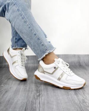 Tenis Mina Blanco x Dorado