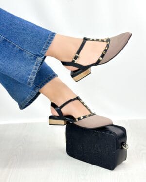 Tacón Roxana Taupe x Negro