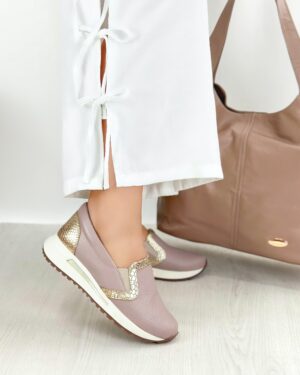 Tenis Amatista Taupe Dorado