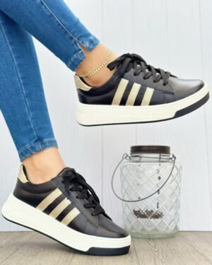Tenis Aria Negro con Dorado