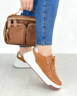 Tenis Rosetta Miel Talco Dorado