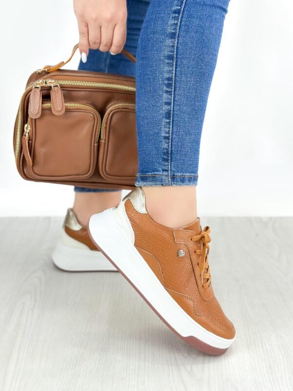 Tenis Rosetta Miel Talco Dorado