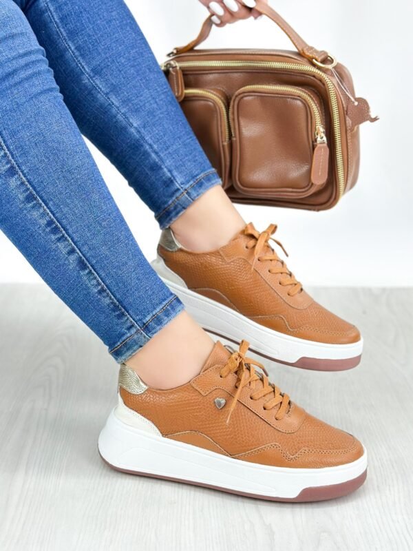 Tenis Rosetta Miel Talco Dorado - Imagen 2