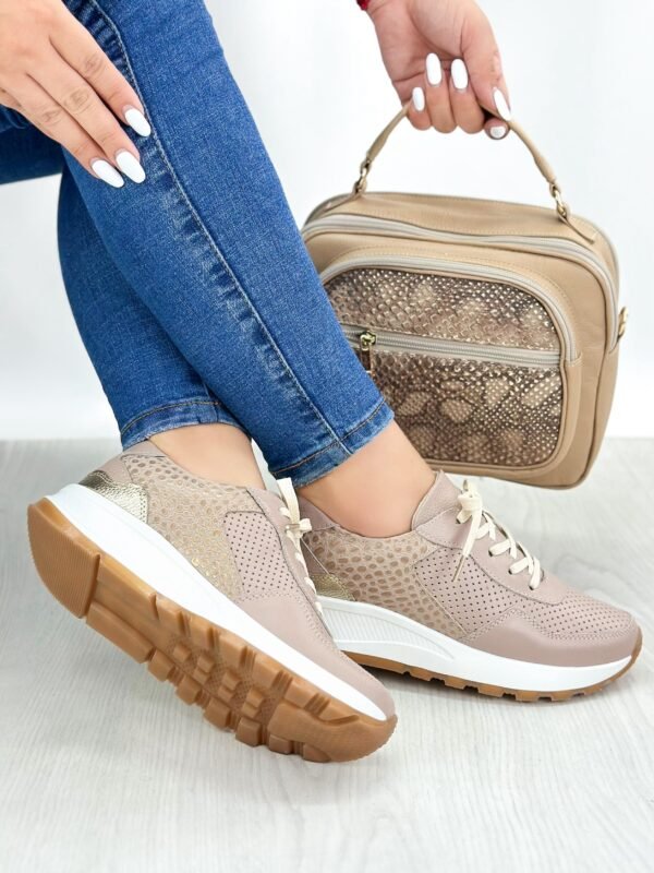 Tenis Cleo Taupe x Dorado