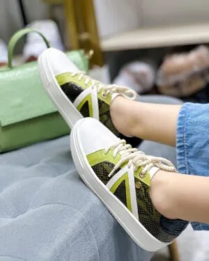 Tenis Zarina Blanco Verde Ostra