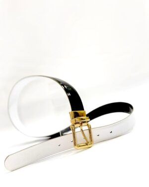 Correa Doble Faz Charol Negro x Blanco