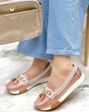 Mocasín Kate Oro Rosa