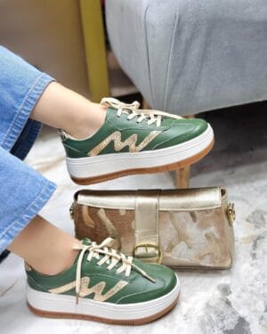 Tenis Nerea Verde x Dorado Baltimore