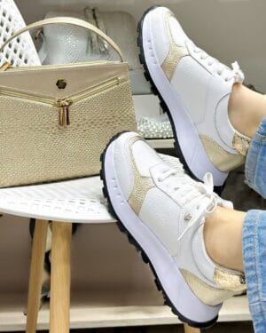 Tenis Damaris Blanco x Dorado