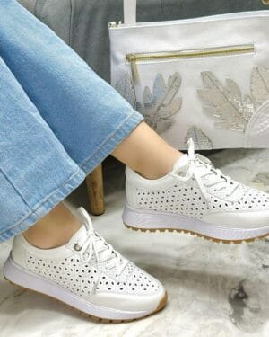 Tenis Rachel Blanco x plateado