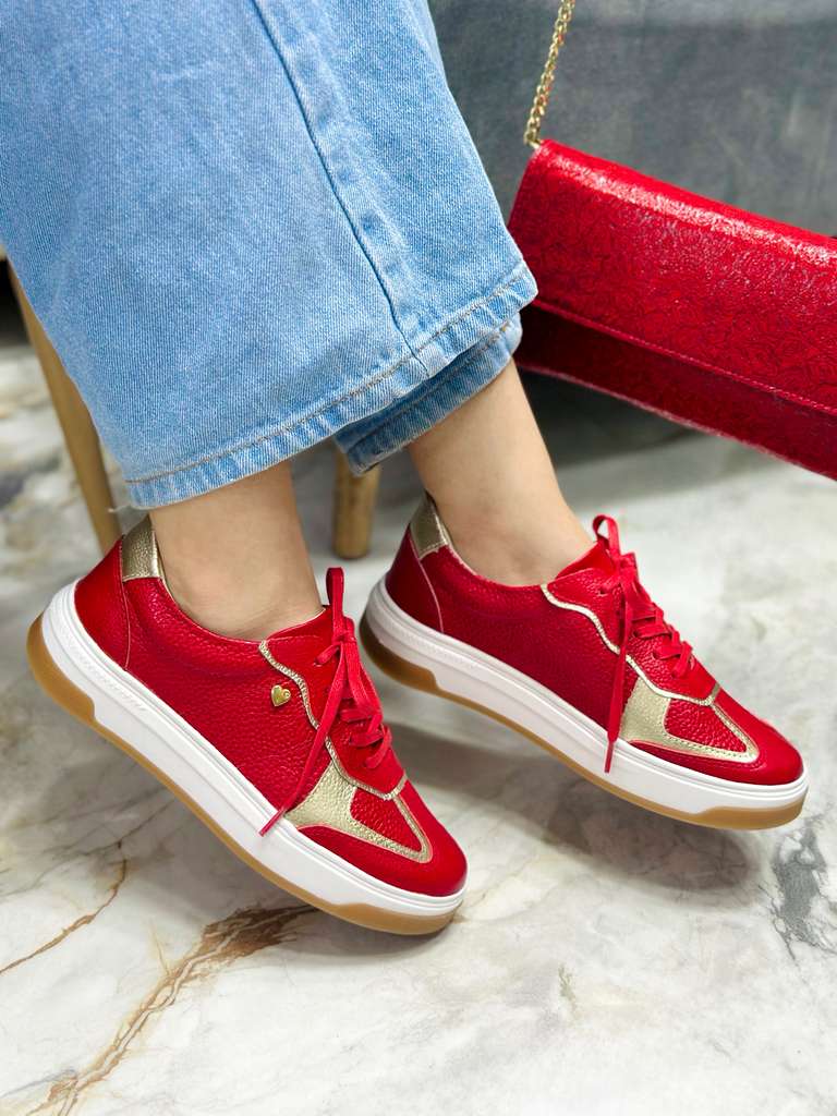 Tenis Colette Rojo x Dorado