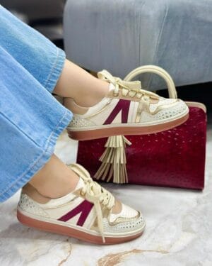 Tenis Bella Talco x Dorado-Vinotinto