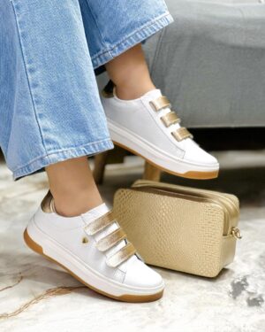 Tenis Norah Blanco x Dorado