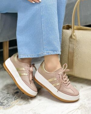 Tenis Dalia Taupe x Dorado