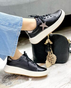 Tenis Destello Negro x Plomo