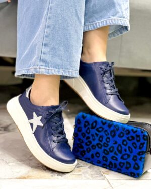 Tenis Destello Azul Plata