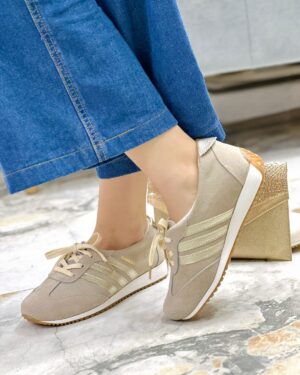 Tenis Nox Carnaza Beige x Dorado