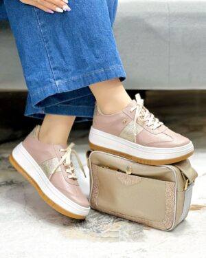 Tenis Nova Taupe x Dorado