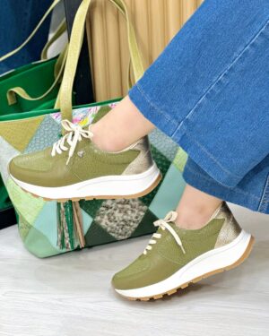 Tenis Elise Verde x Dorado