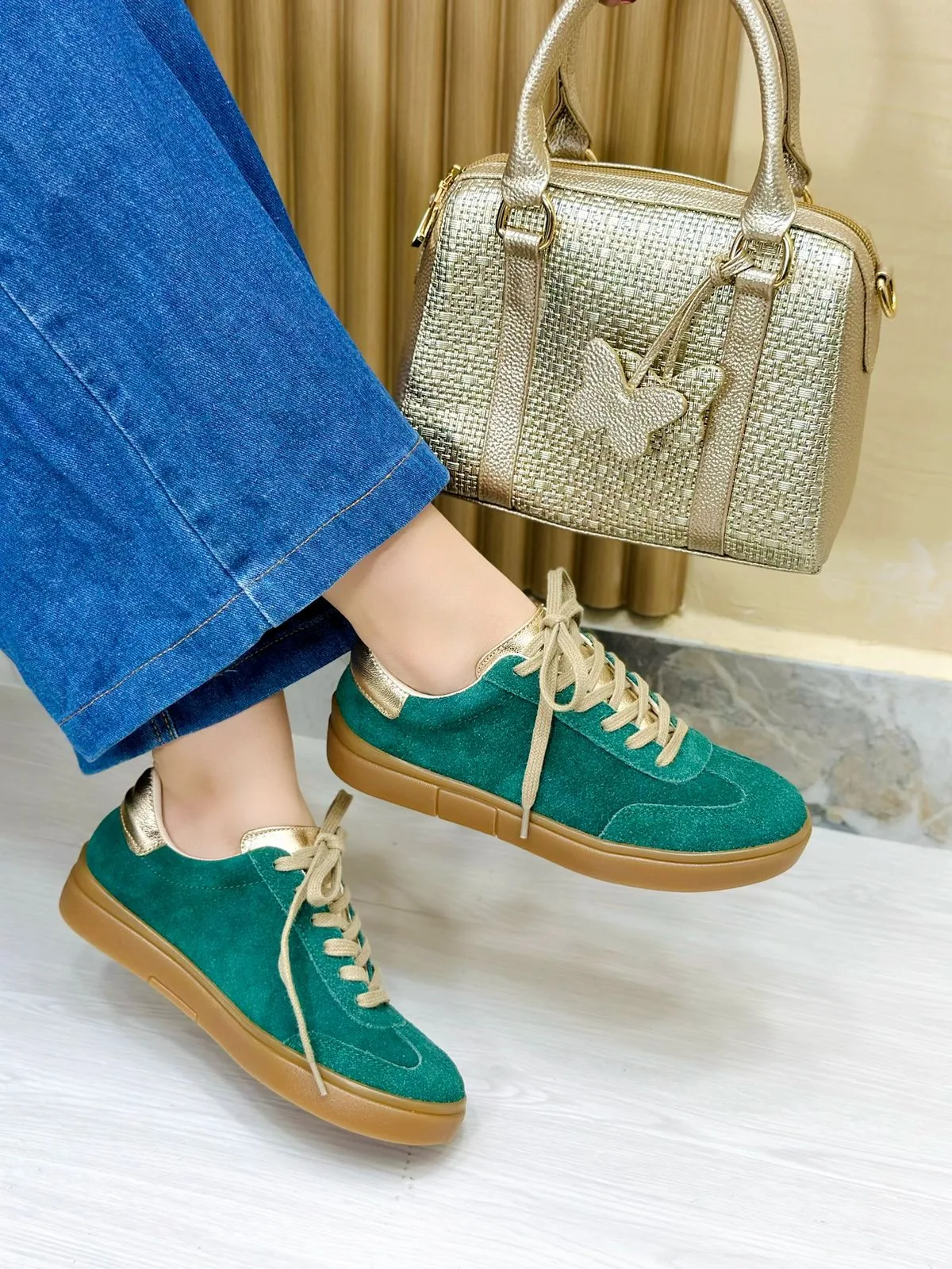 Tenis Regina Verde x Oro