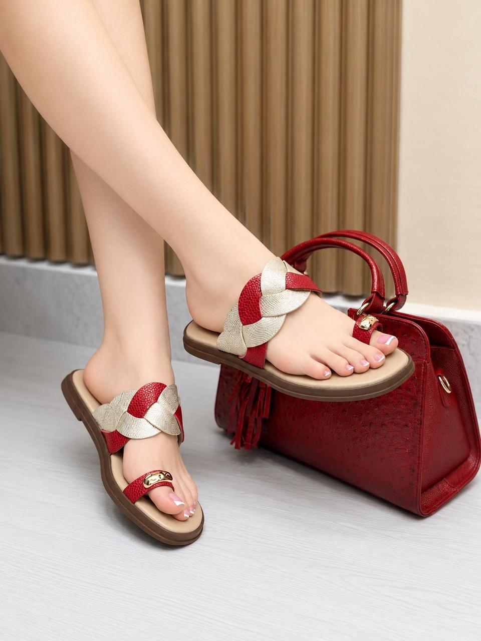 Sandalia Lucena Rojo x Dorado