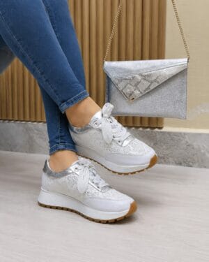Tenis Amira Blanco x Plata